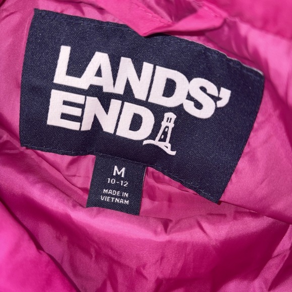 Lands' End Puffer Vest Gorpcore Down Size Medium 10-12 Pink - Picture 6 of 8
